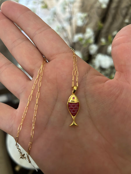 Red fish necklace