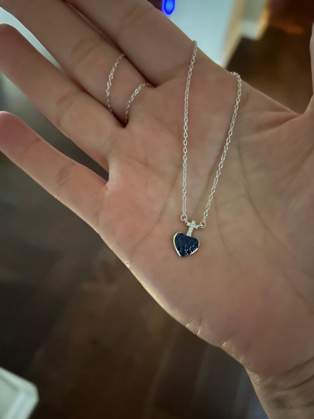 Small blue Sacred heart necklace