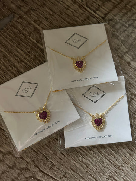 Large red Sacred heart necklace