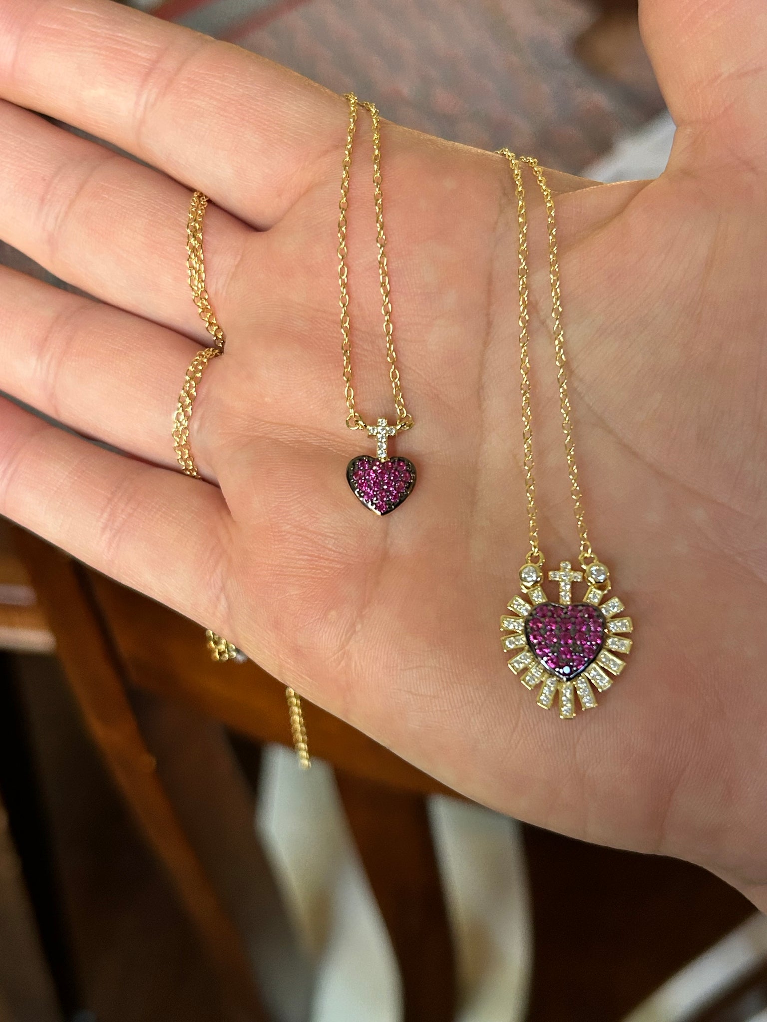 Large red Sacred heart necklace