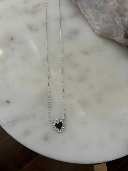 Small black Sacred heart necklace