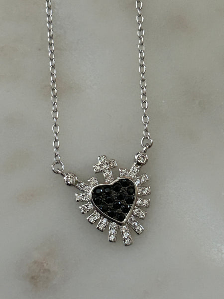 Small black Sacred heart necklace