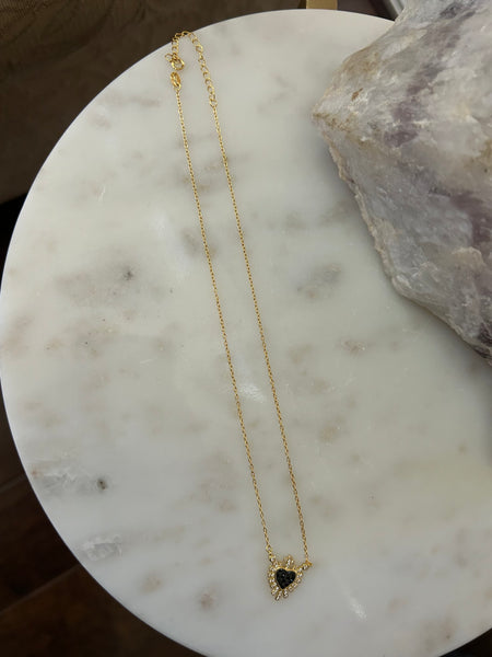 black Sacred heart necklace