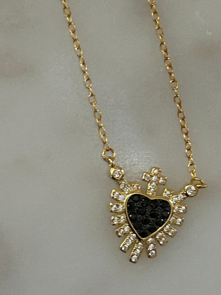 black Sacred heart necklace
