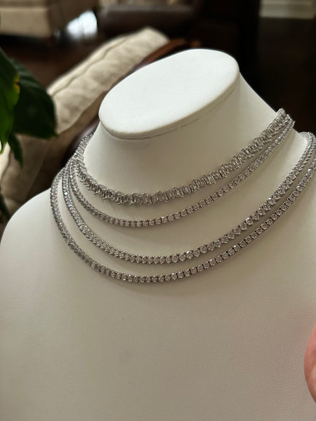 15 inch Silver tennis necklace