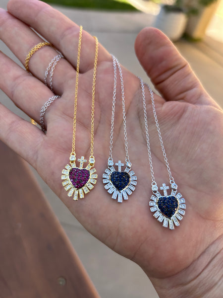 Large red Sacred heart necklace