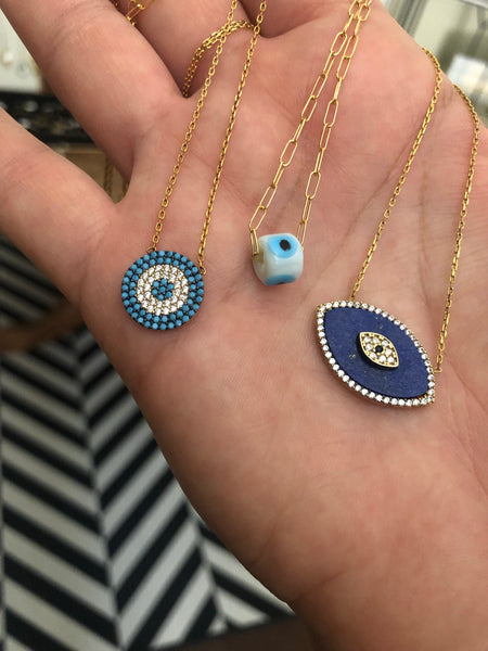 White glass evil eye 🧿 necklace