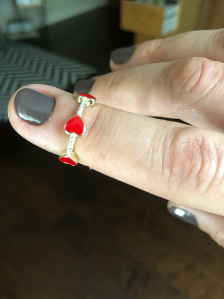 Red heart Enamel Ring