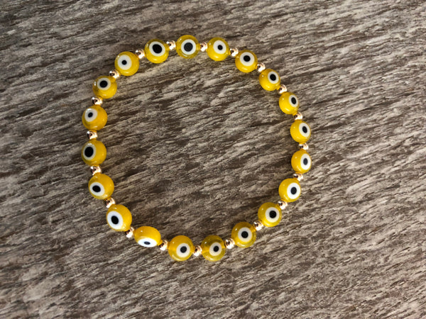 Yellow goldfill multi evil eye Bracelet