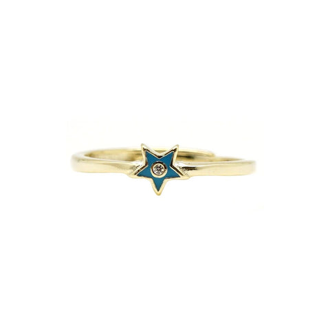 Blue star Enamel Ring