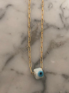 White glass evil eye 🧿 necklace