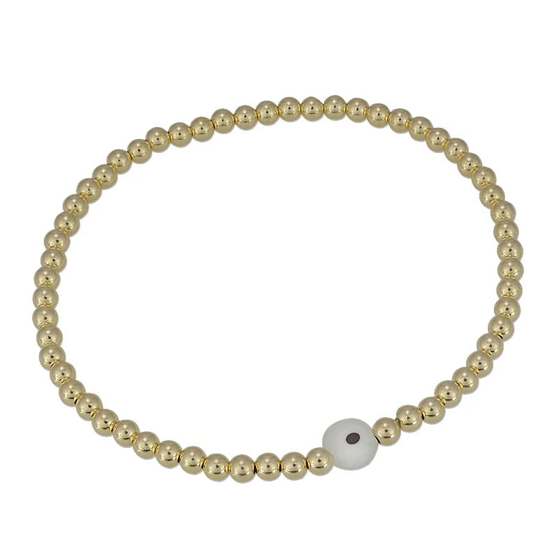 Clear evileye white charm goldfill bracelet