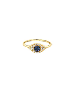 Evil eye ring with diamonds