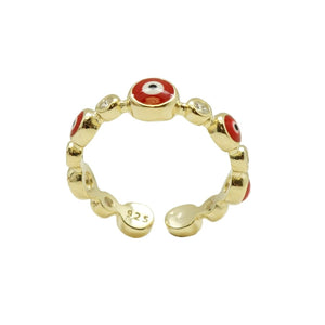 Multi evil Eye Ring RED