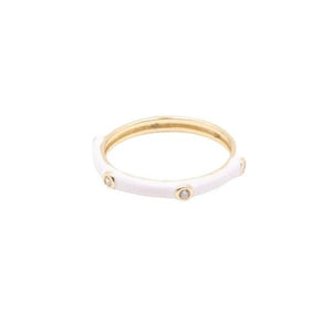 Enamel and diamonds white ring