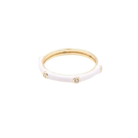 Enamel and diamonds white ring