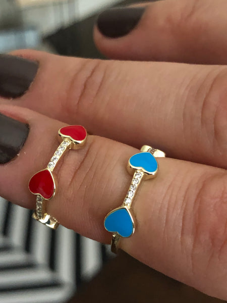 Red heart Enamel Ring