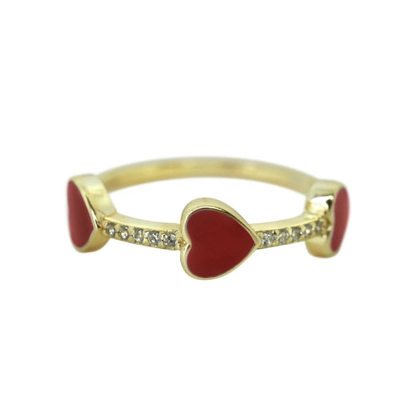 Red heart Enamel Ring